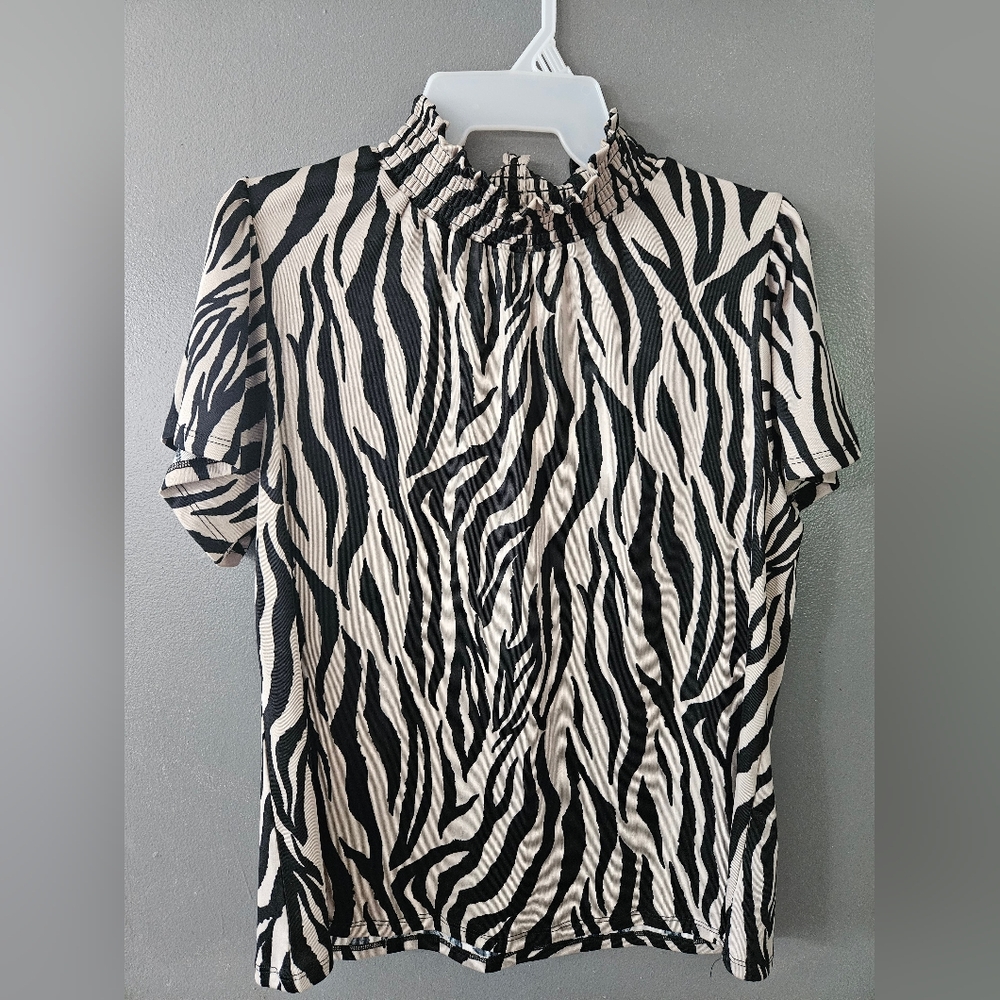 Zebra Print Short Sleeve Top